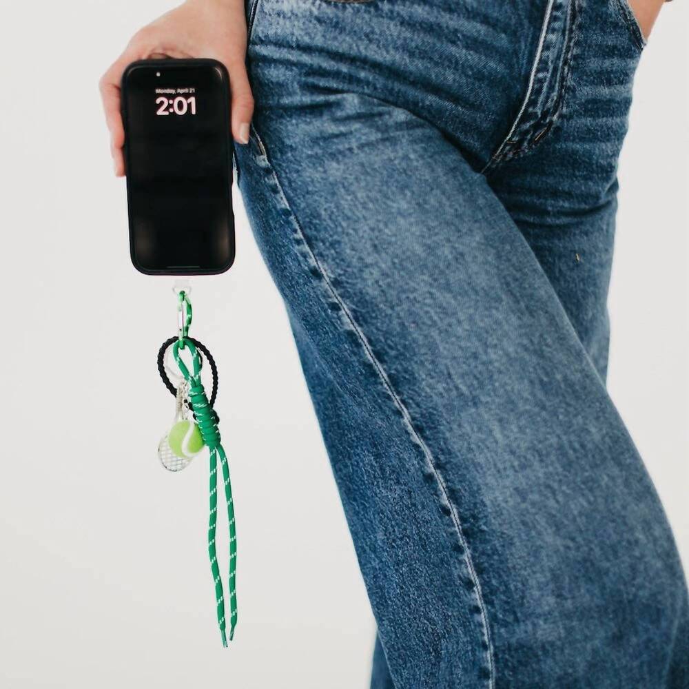 NEW PRETTY SIMPLE tennis rope charm key chain bag charm in emerald